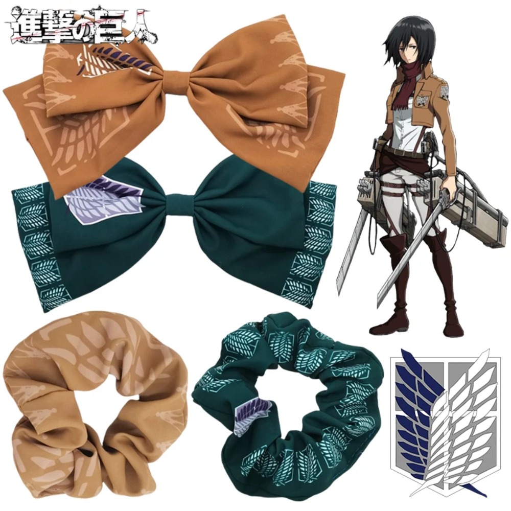 Women'S Accessories Flannels - 進撃の巨人ヘアアクセサリー女性用アニメ弓ヘアクリップ女の子弾性ヘアネット周辺機器ヘアバンドストリングタイ頭飾り