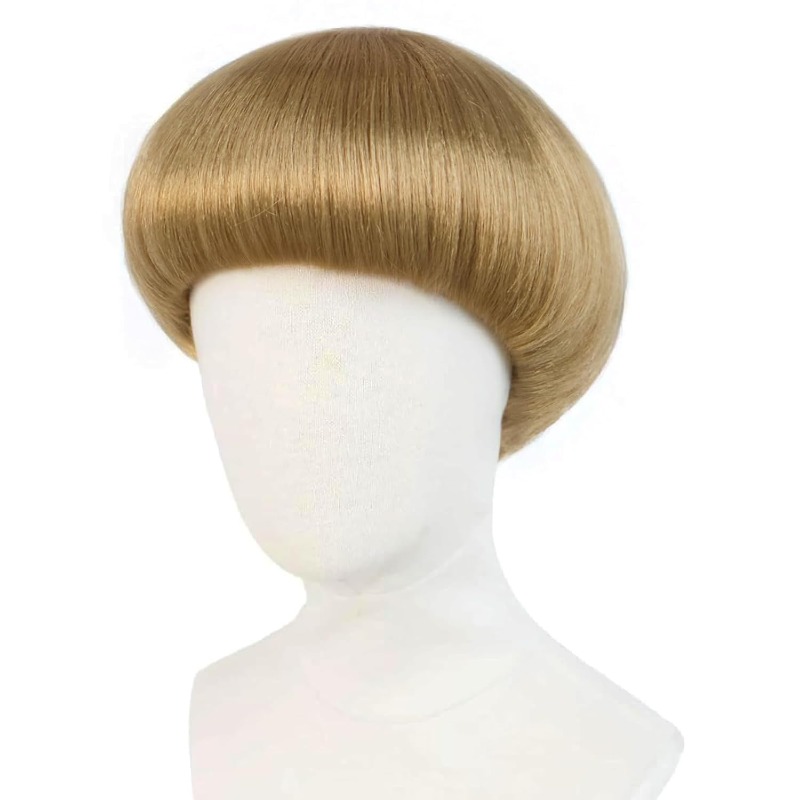 Women'S Accessories In The 70S - ショートブロンドボウルカットウィッグ ブロンドマッシュルームウィッグ メンズボブウィッグ 60年代70年代風ブロンドボブヘア 前髪付き ハロウィンパーティー用