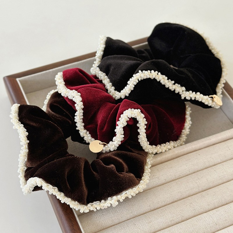 Women'S Accessories Flannels - 女性用ベルベットフランネルシュシュ,伸縮性のあるヘアバンド,ダークレッド,ワインレッド,ヘアアクセサリー,高品質,チャーム,3個