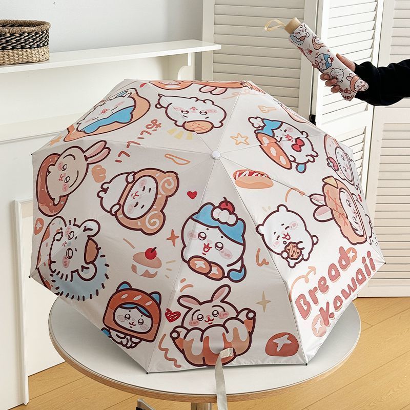 Women'S Accessories Flannels - ちいかわハチワレうさぎ ブラックコーティング傘 UVカット日傘 漫画柄折りたたみ傘 誕生日プレゼント 女性向け