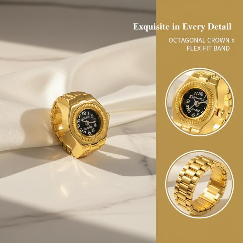 Women'S Accessories To Wear With Watch - ユニークなパンクスクエアダイヤルクォーツ時計リング調節可能なジュエリー時計女性男性カップル用ファッションアクセサリー日常着用