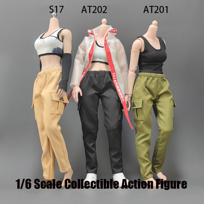 Women'S Accessories Flannels - AT202 /AT2021 1/6 女性兵士カーゴパンツスポーツベストクロップトップス弾性アームスリーブアクセサリー 12 インチアクションフィギュアボディ人形用