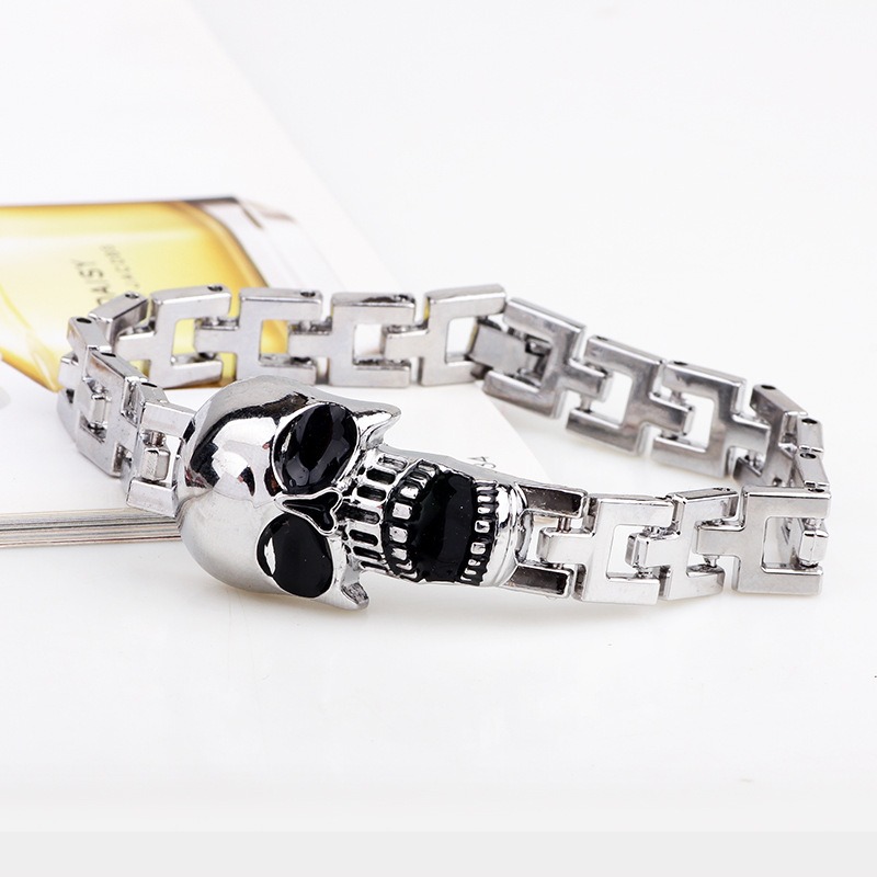 Women'S Accessories To Wear With Watch - スカルチタン鋼ブレスレットオイルドリップバングル時計バックルデザインゴシックファッションジュエリー女性男性用日常着用アクセサリー