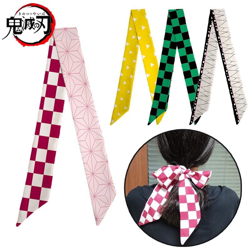 Women'S Accessories Flannels - デーモンスレイヤー禰豆子忍者スカーフ女性用ファッションヘアバンドハンカチヘアジュエリーアクセサリー周辺ヘアネクタイ女の子ギフト