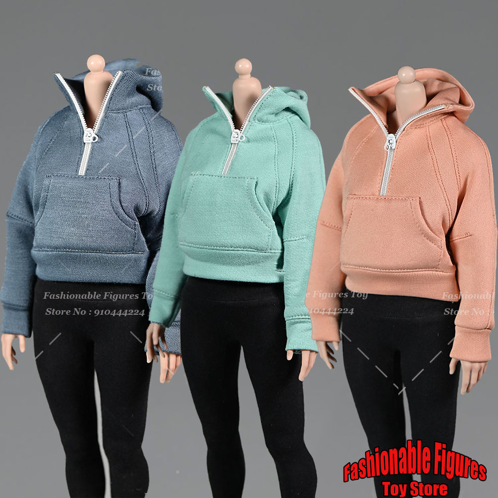 Women'S Accessories Flannels - 1/6 女性兵士プルオーバーショート長袖ハーフジッパーパーカーシティガールズスポーツトップス人形アクセサリー 12 インチアクションフィギュア