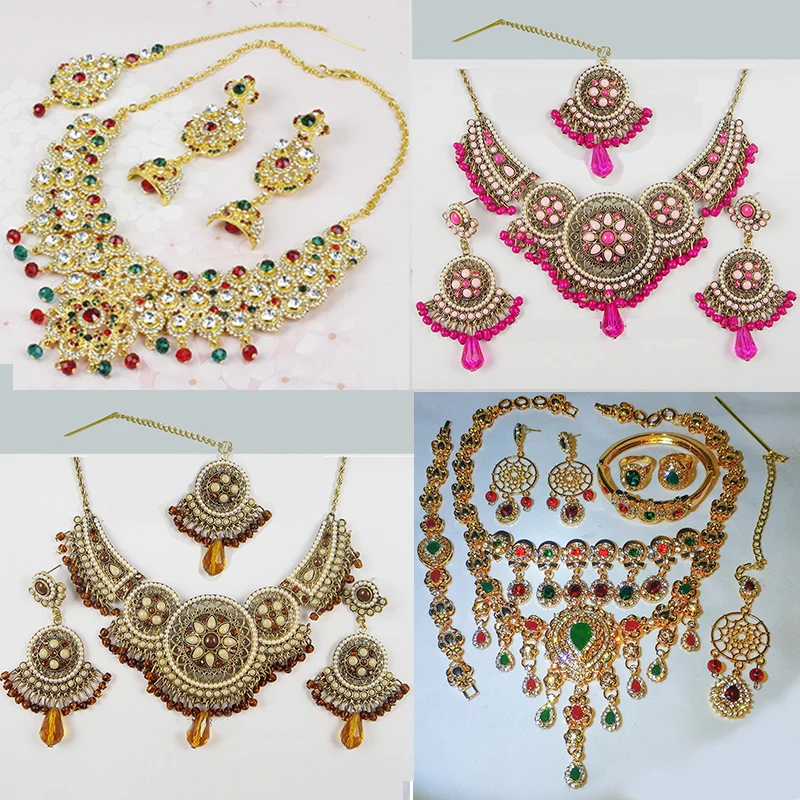 Women Accessories India - 女性のためのインドのジュエリーセット,パフォーマンスネックレス,フェスティバルアクセサリー,ウェディングジュエリー