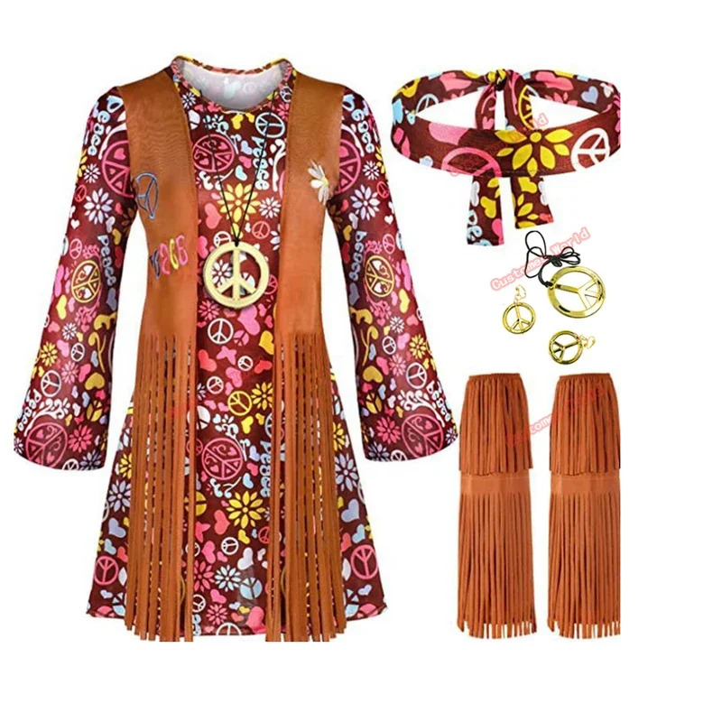 Women'S Accessories In The 70S - ピースラブ女性パーティー 60 年代 70 年代ステージウェアコスチュームインディアンタッセルヒッピーパフォーマンスアクセサリー NM34