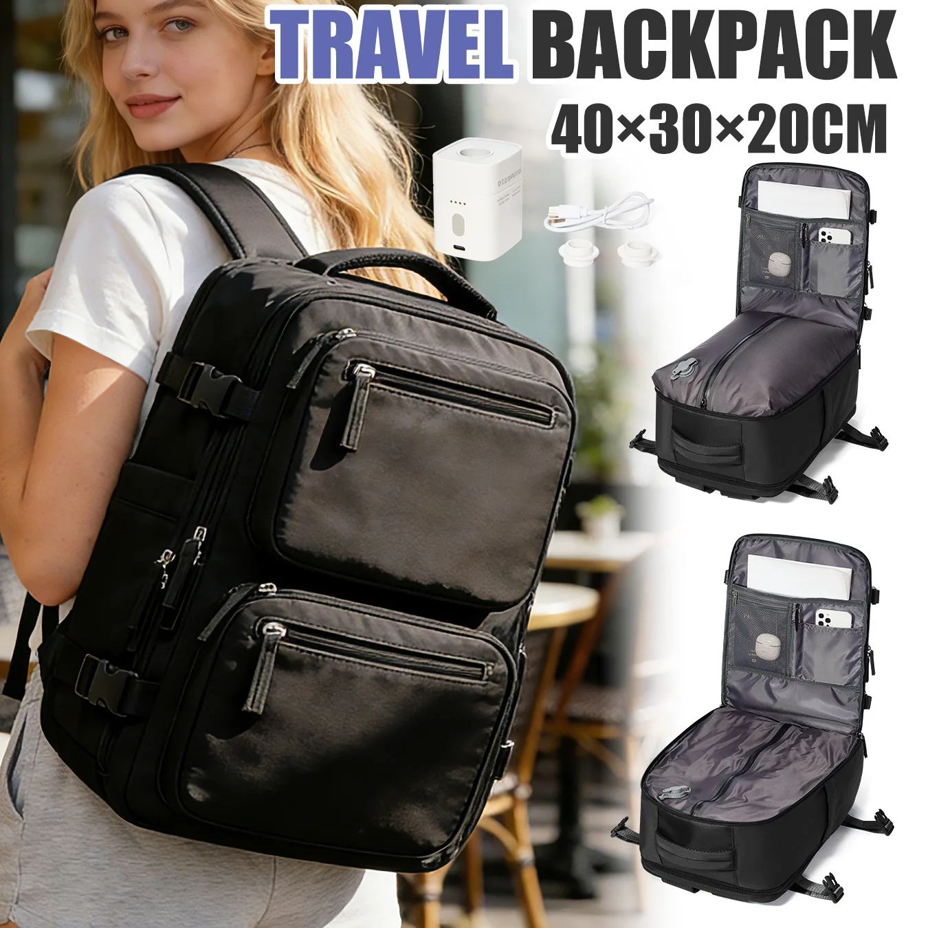 Women'S Accessories For Suit - 女性用バックパック ポンプ付き真空バックパック 機内持ち込み荷物 40x30x20 ライアンエア ウィズエア