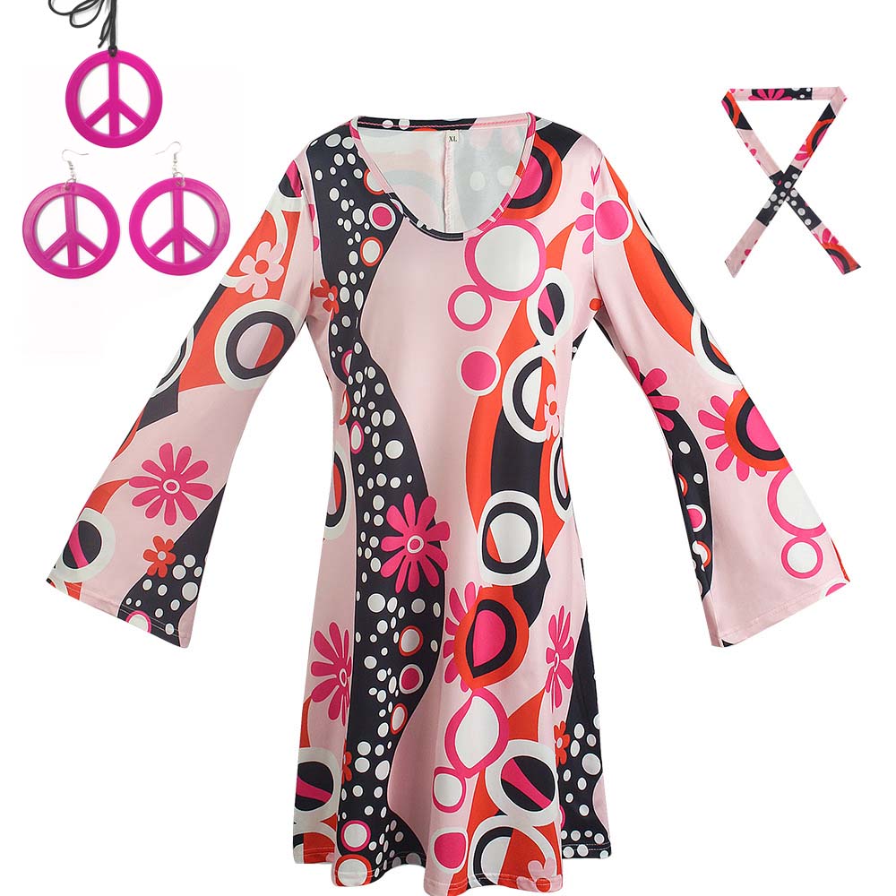 ハロウィン レトロ 60年代 70年代 ディスコ衣装 ヒッピ - Women'S Accessories In The 70S のレビューと価格