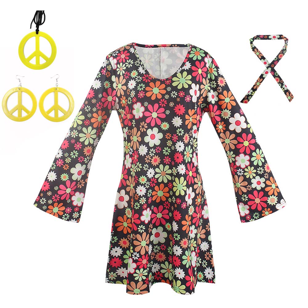 ハロウィン レトロ 60年代 70年代 ディスコ衣装 ヒッピ - Women'S Accessories In The 70S のレビューと価格