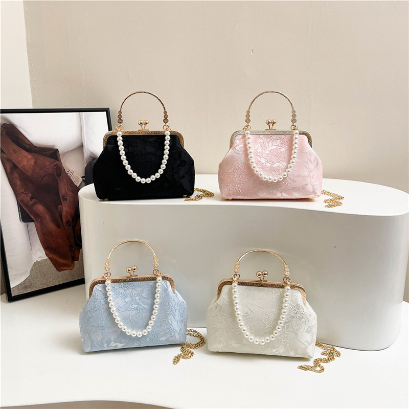 ヴィンテージクラシックレースバッグパールイブニングバッグウェ - Women'S Accessories Purse のレビューと価格