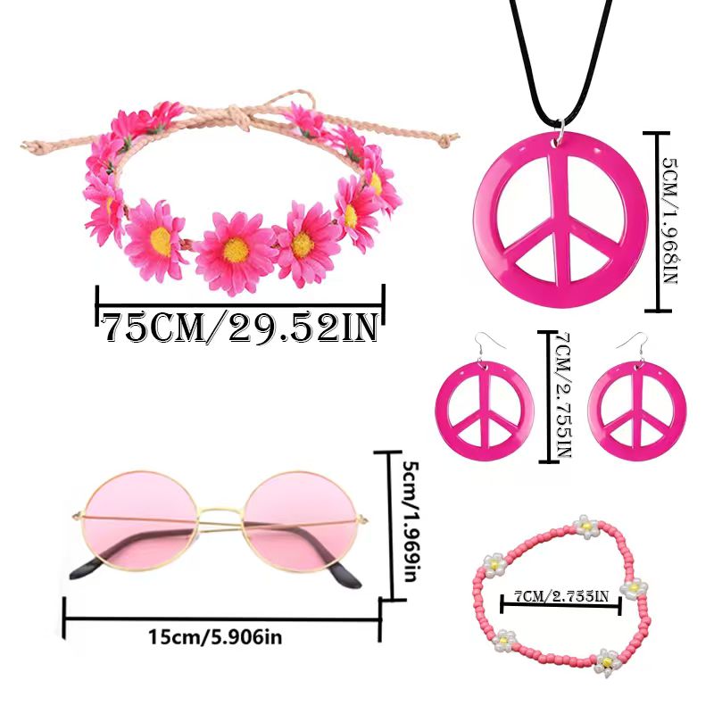 PESENAR ヒッピーコスチュームアクセサリーセット、ボヘ - Women'S Accessories In The 70S のレビューと価格