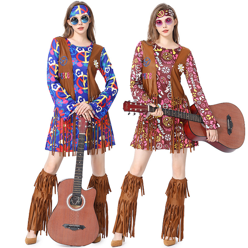 ハロウィンディスコドレス 70年代 60年代 ヒッピー コス - Women'S Accessories In The 70S のレビューと価格