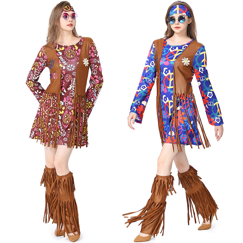 ハロウィンディスコドレス 70年代 60年代 ヒッピー コス - Women'S Accessories In The 70S のレビューと価格