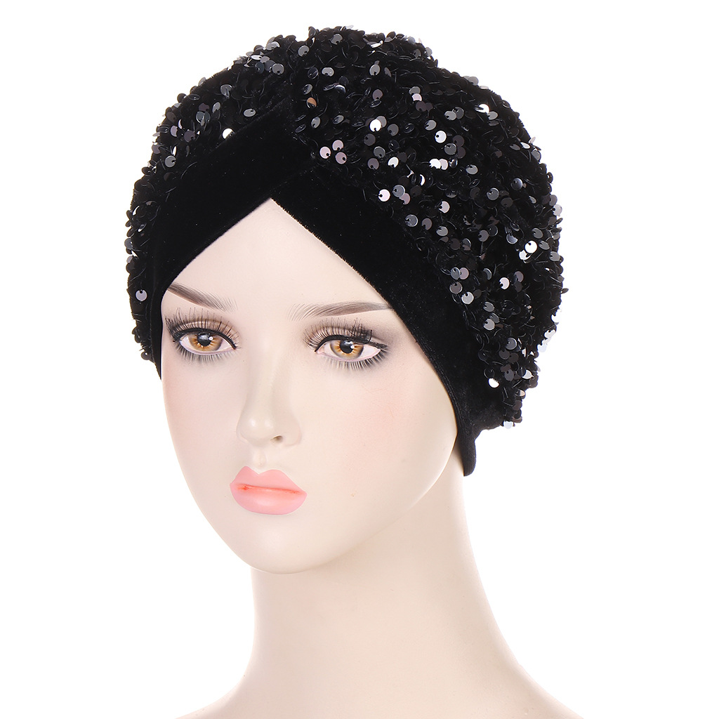 女性用スパンコール付きベルベットターバン,イスラム教徒のヘッ - Women Accessories India のレビューと価格