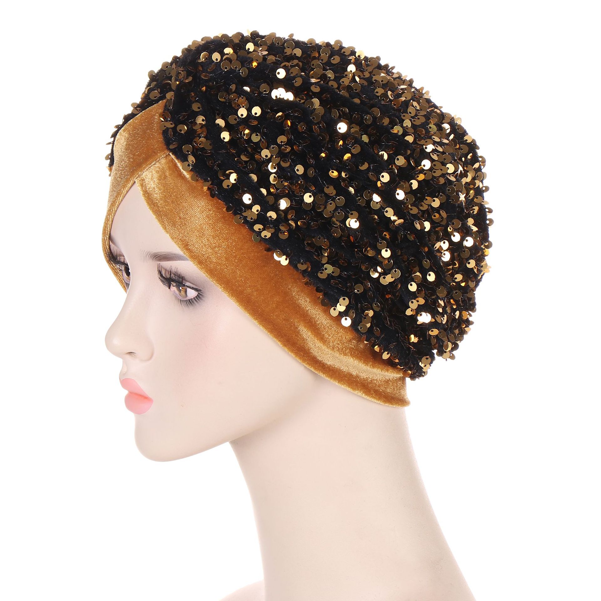 女性用スパンコール付きベルベットターバン,イスラム教徒のヘッ - Women Accessories India のレビューと価格
