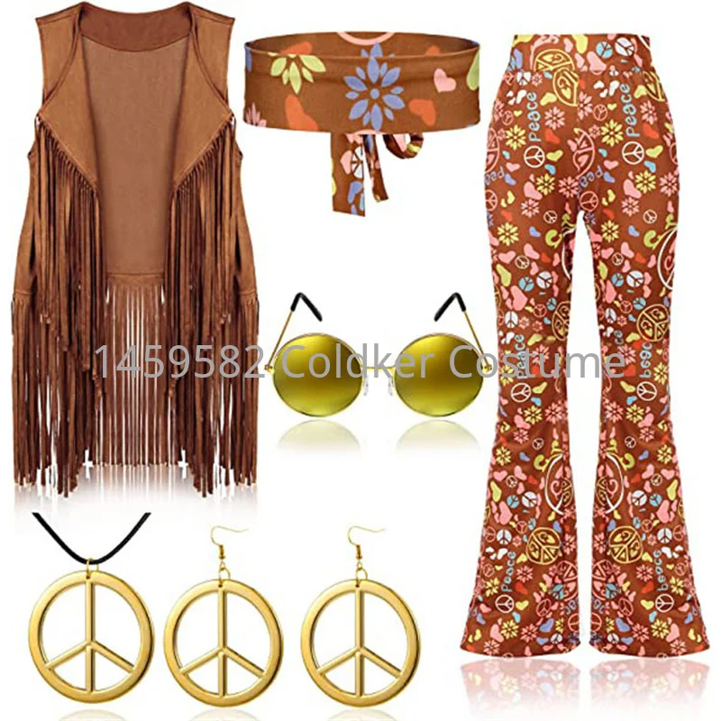 ヒッピー衣装女性ピースラブガールズパーティー 60 年代 7 - Women'S Accessories In The 70S のレビューと価格