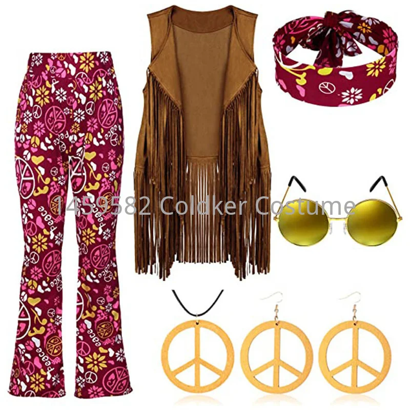 ヒッピー衣装女性ピースラブガールズパーティー 60 年代 7 - Women'S Accessories In The 70S のレビューと価格