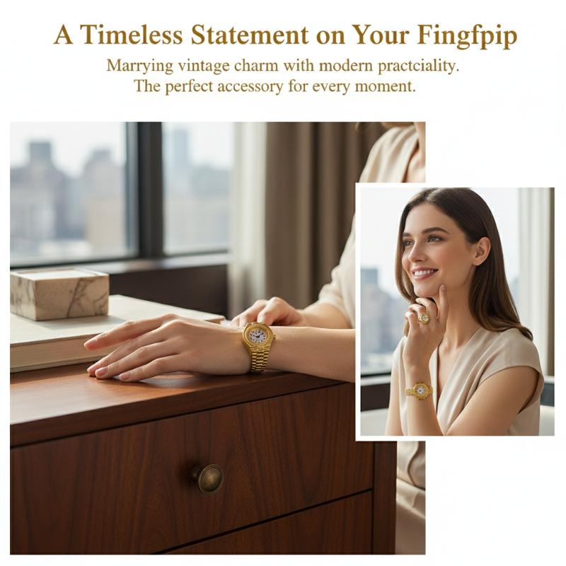 ユニークなパンクスクエアダイヤルクォーツ時計リング調節可能な - Women'S Accessories To Wear With Watch のレビューと価格