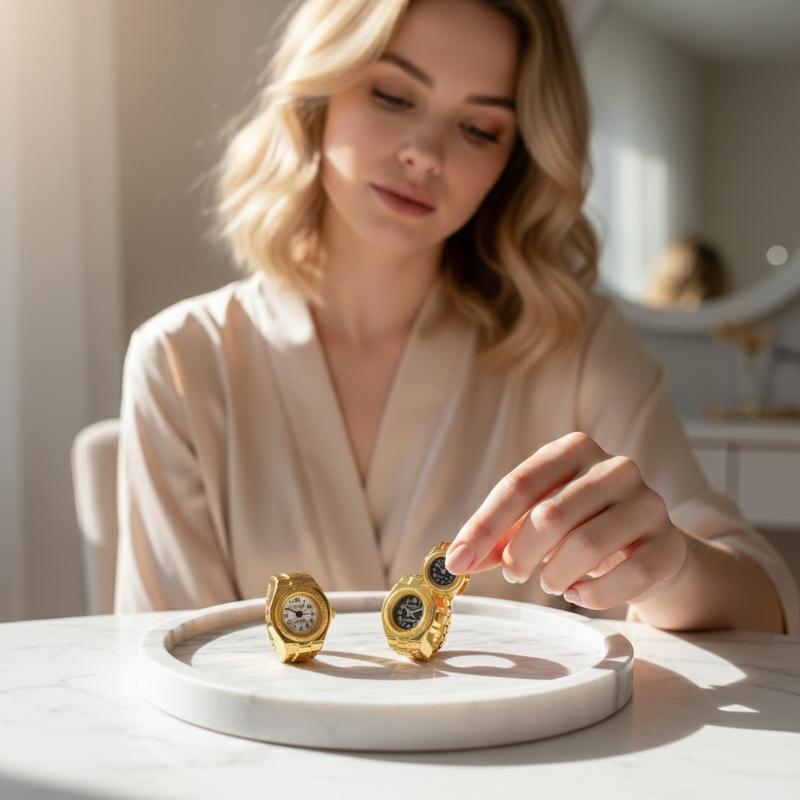 ユニークなパンクスクエアダイヤルクォーツ時計リング調節可能な - Women'S Accessories To Wear With Watch のレビューと価格