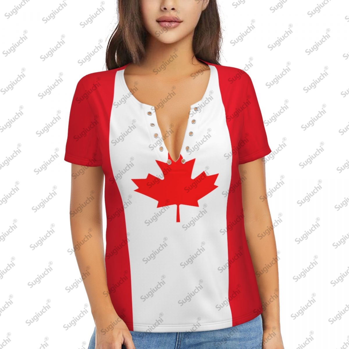 2025 カナダ国旗セクシーなディープ V ネック女性 3D - Women'S Accessories Canada のレビューと価格