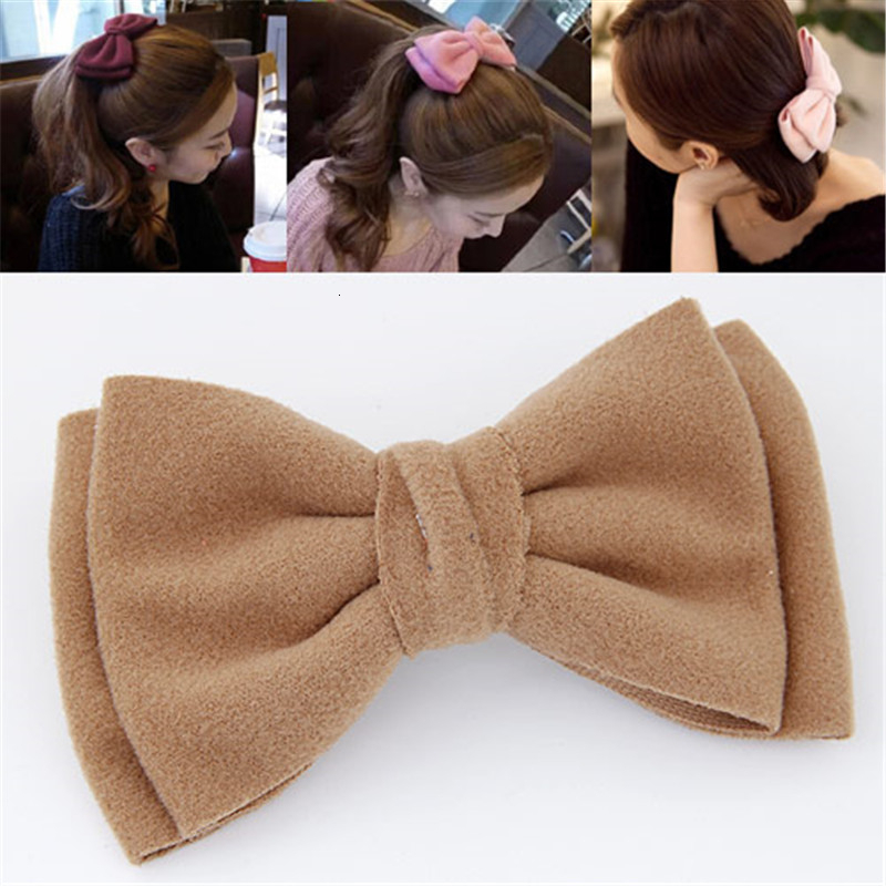 韓国ソリッドカラーの弓のヘアクリップ合金フランネル毛女性キッ - Women'S Accessories Flannels のレビューと価格
