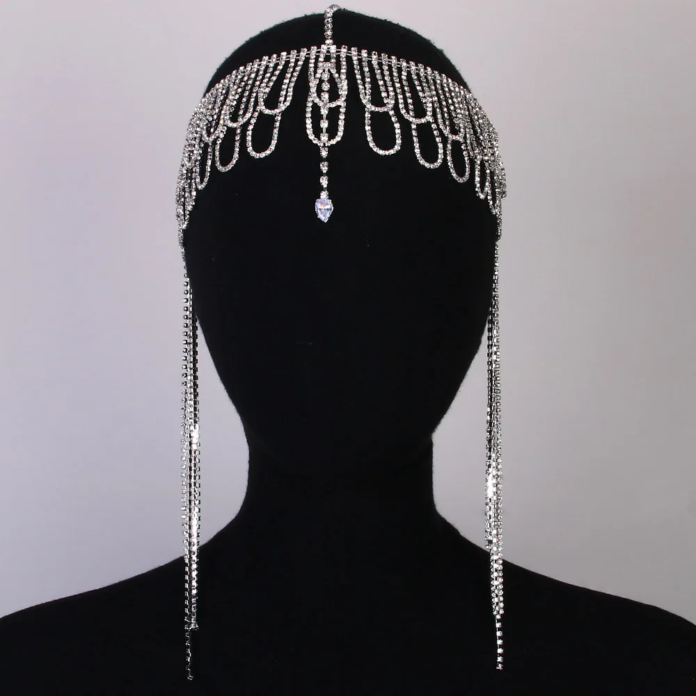 マルチレイヤーラインストーンフリンジヘッドチェーン、ティアラ - Women Accessories India のレビューと価格