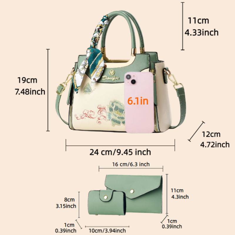 3ピースの刺繍入りハンドバッグセット（お揃いのクラッチバッグ - Women'S Accessories For Suit のレビューと価格