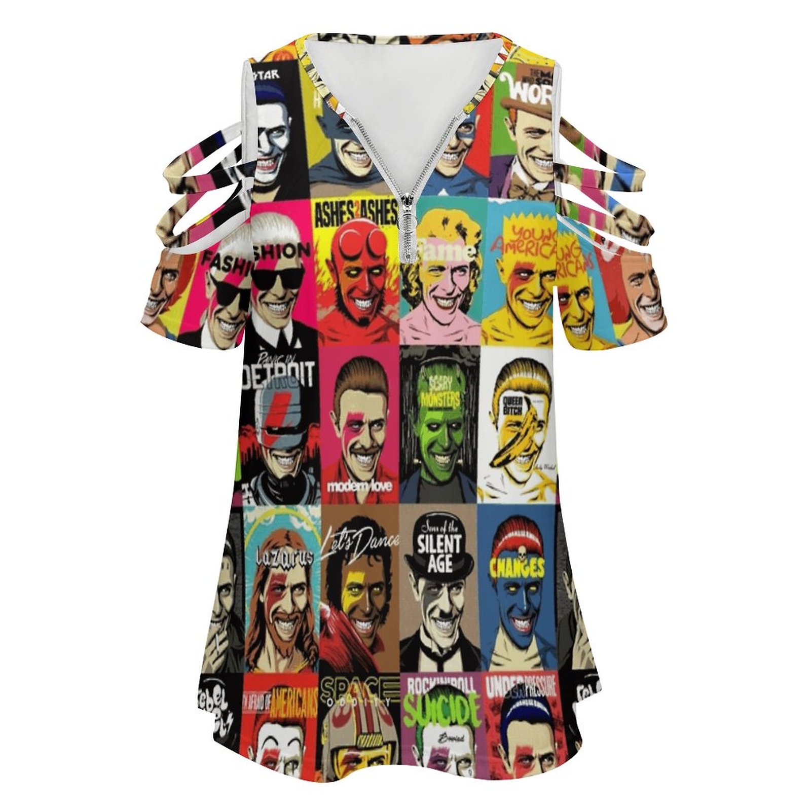 女性用フローラルプリントTシャツ,VネックジッパーTシャツ, - Women'S Accessories In The 70S のレビューと価格