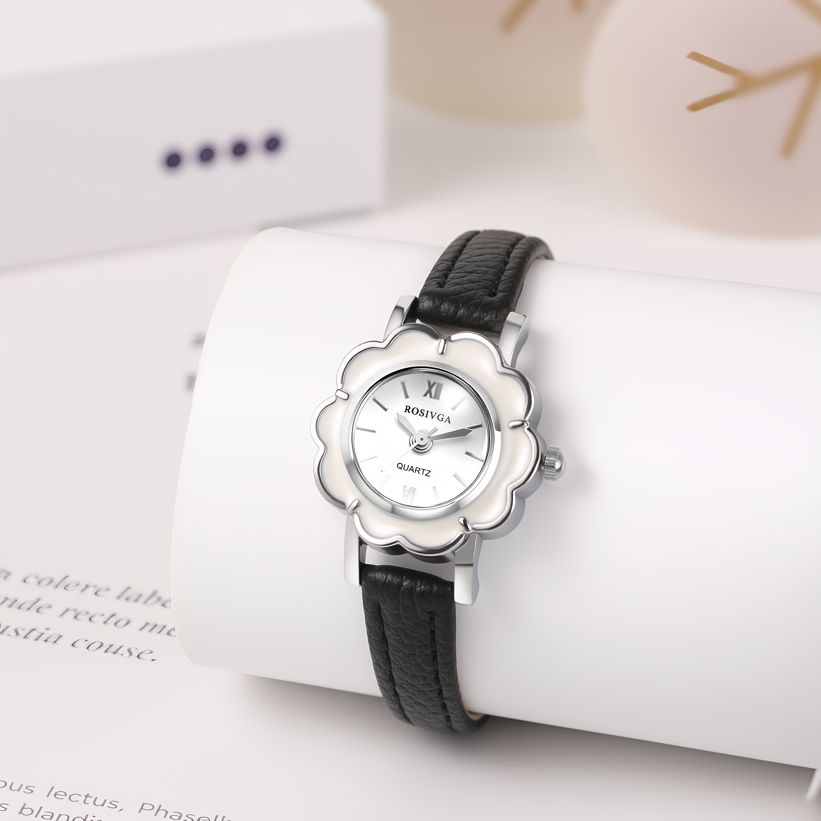 女性用花柄クォーツ腕時計、かわいい小さな文字盤PUレザースト - Women'S Accessories To Wear With Watch のレビューと価格