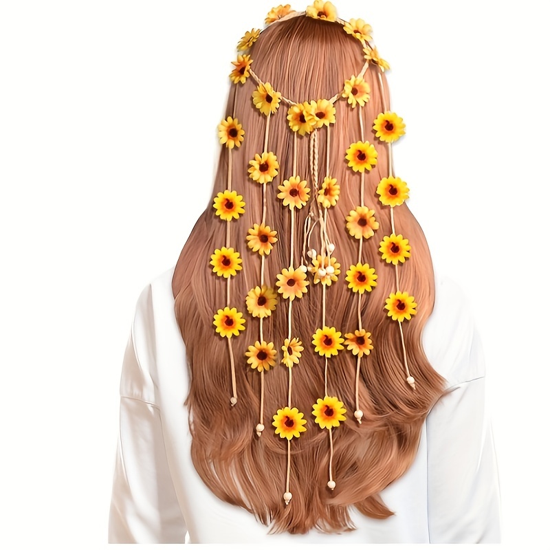 フラワーヒッピーヘッドバンド、フラワークラウン、70年代のボ - Women'S Accessories In The 70S のレビューと価格